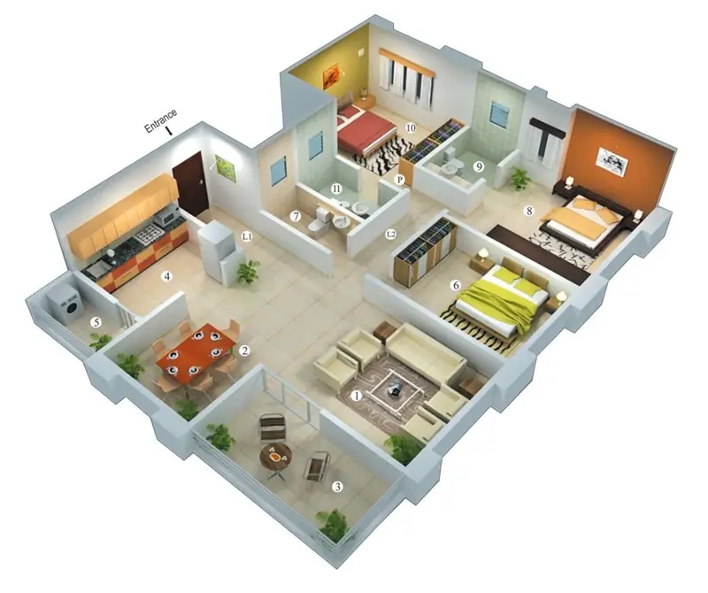 2 BHK indicative floor plan at Concorde Hennur North Bengaluru